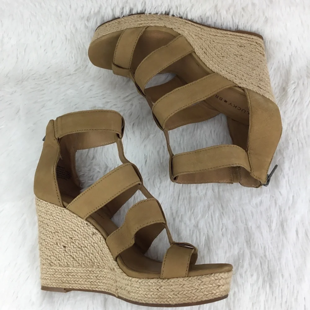 LUCKY Brand Size 10 Leather Espadrille/Wedge EUC
